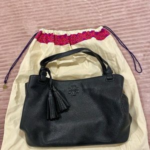 Tory Burch black pebble leather handbag